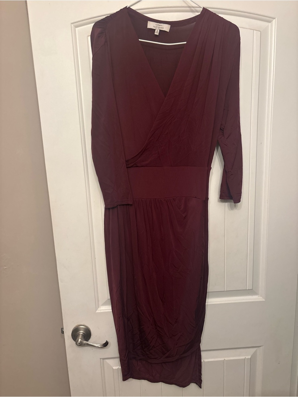 Robert Rodriguez Wine Wrap Midi Dress